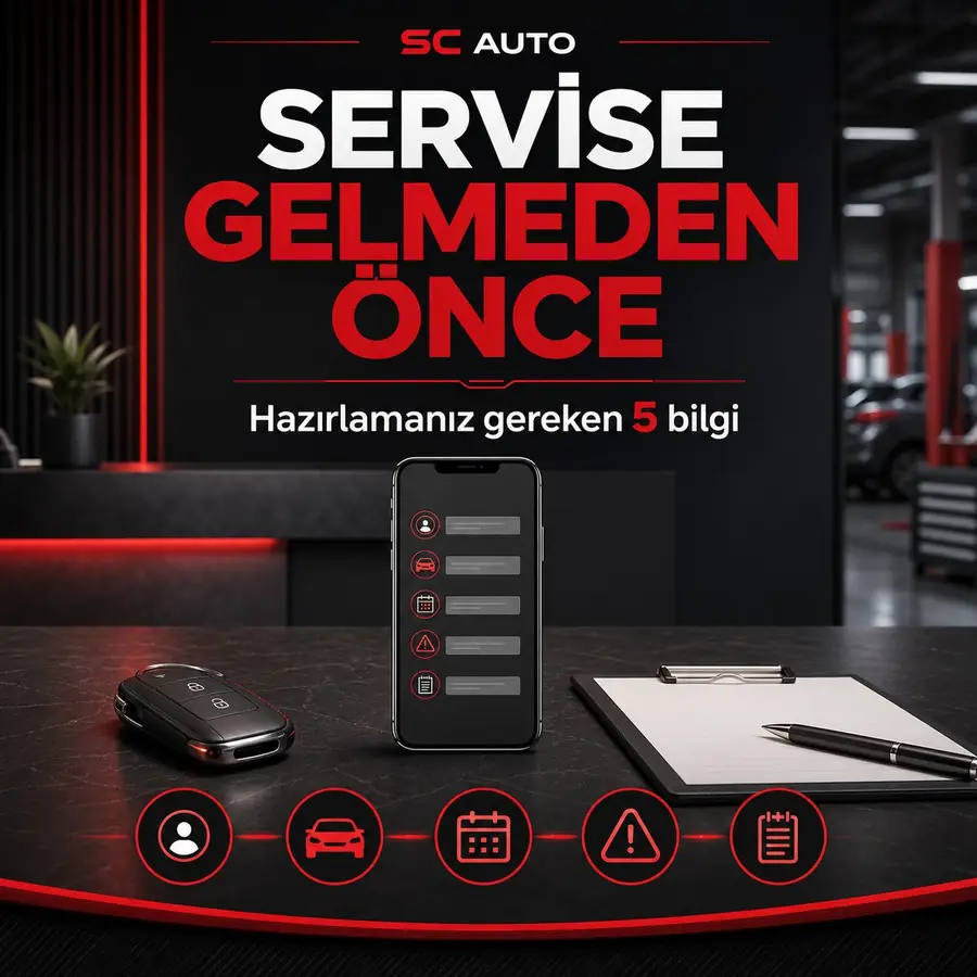 SC Auto servis kabulü öncesinde hazırlanması gereken bilgileri gösteren gönderi